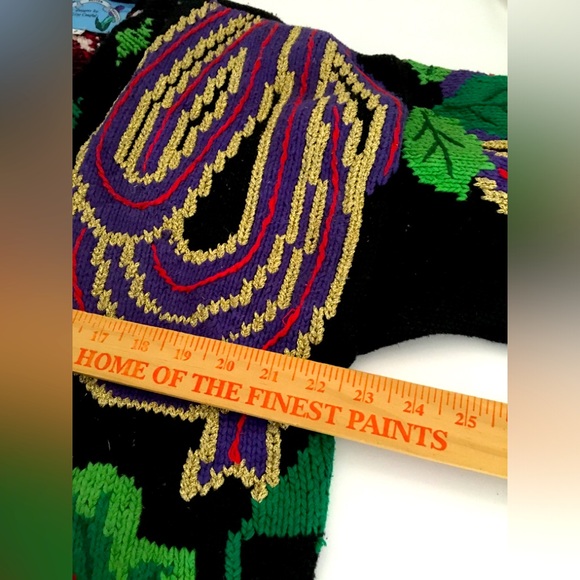 Vintage Just Better Sweaters Lisa Coufal Floral Christmas Cardigan 2XL Hand Knit - Picture 8 of 8